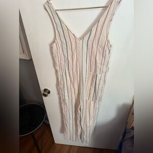 American Eagle Outfitters Striped Jumpsuit - Red, Blue, Cream